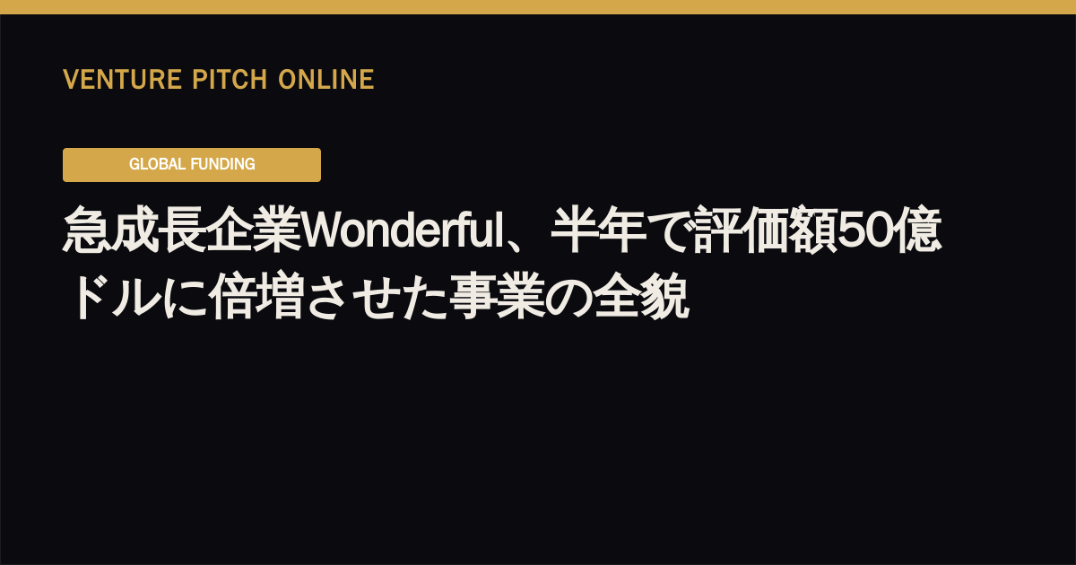 急成長企業Wonderful、半年で評価額50億ドルに倍増させた事業の全貌